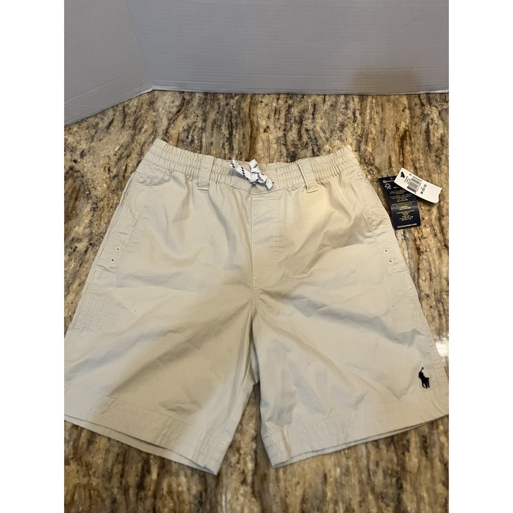 NWT Polo Ralph Lauren Preppy Youth  10/12 Khaki Elastic Waist Drawstring Shorts